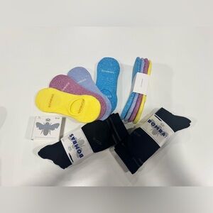 10 Ct Bombas Women’s Casual Socks 2 ea Blue Pink Lavender No Show & 2 Calf Blk